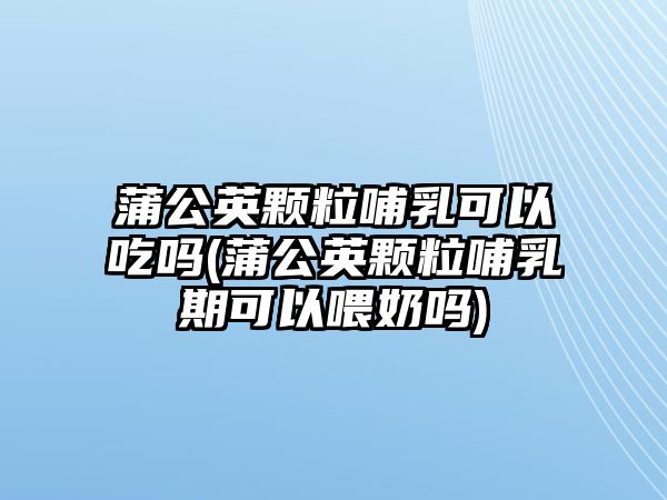 蒲公英顆粒哺乳可以吃嗎(蒲公英顆粒哺乳期可以喂奶嗎)