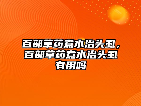 百部草藥煮水治頭虱，百部草藥煮水治頭虱有用嗎