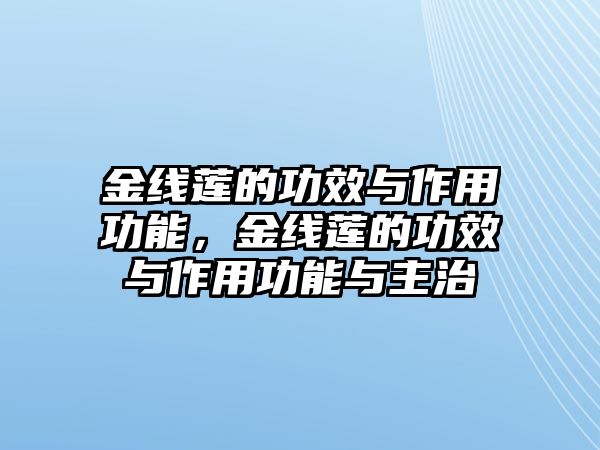 金線蓮的功效與作用功能，金線蓮的功效與作用功能與主治