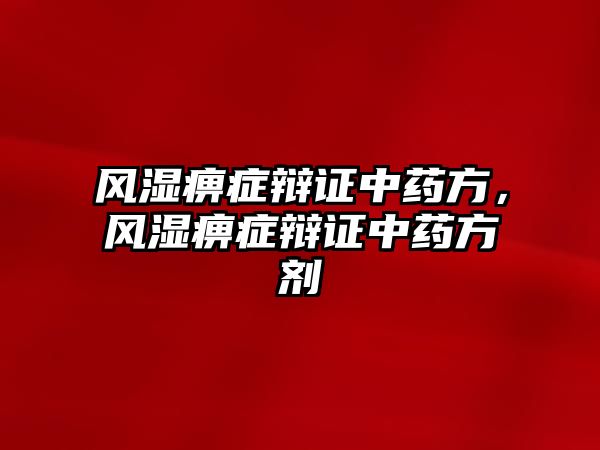 風濕痹癥辯證中藥方，風濕痹癥辯證中藥方劑