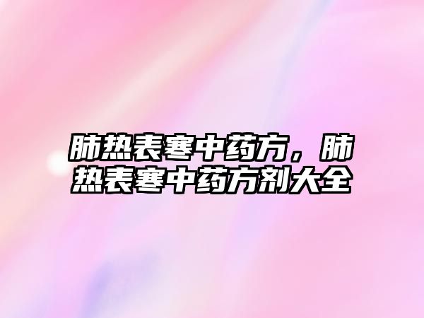 肺熱表寒中藥方，肺熱表寒中藥方劑大全