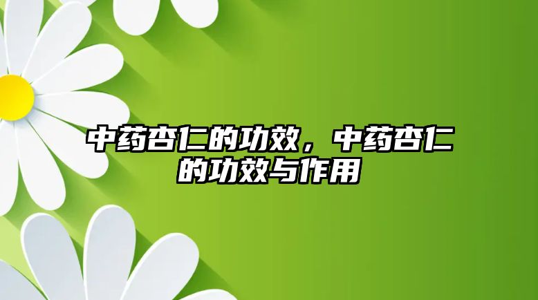 中藥杏仁的功效，中藥杏仁的功效與作用